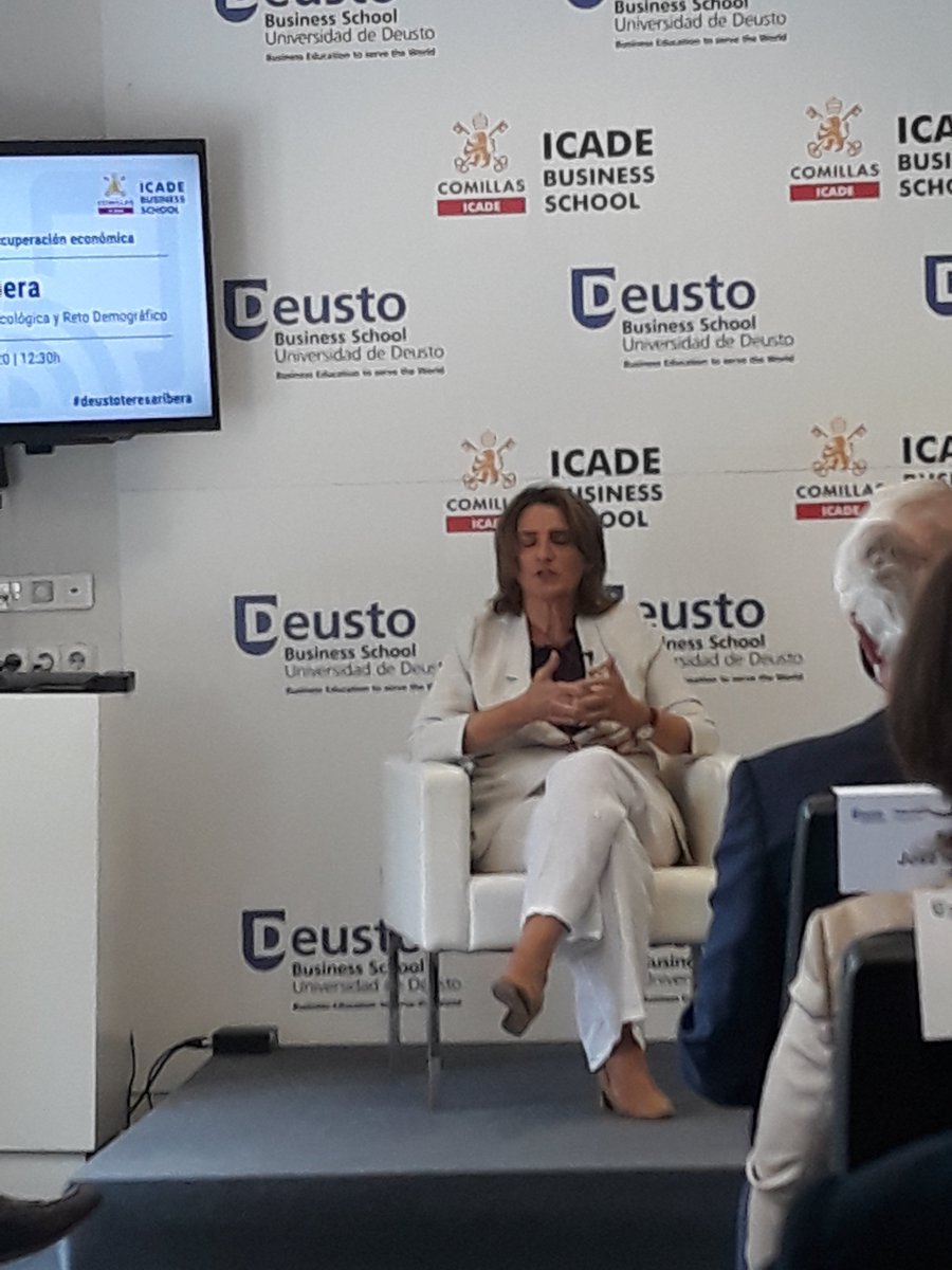 Vicepresidenta Teresa Ribera en Deusto Business School: los fondos europeos para la recuperación desarrollados sobre tres ejes, medio ambiente,  digitalización y gap de género