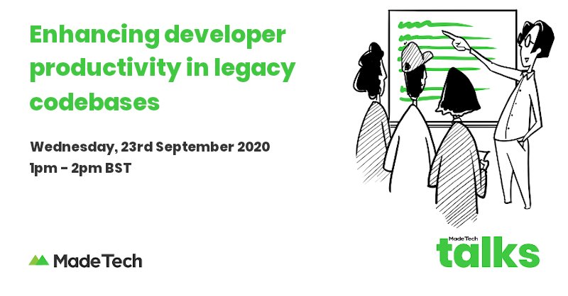 madetech's tweet image. Today is the day! Join us at 1pm to hear a talk from our Senior Engineer @scotteza on ways to help development teams approach #legacycodebases and increase their productivity levels in day-to-day deliveries.
You can still register for the event here: hubs.ly/H0vpkbg0