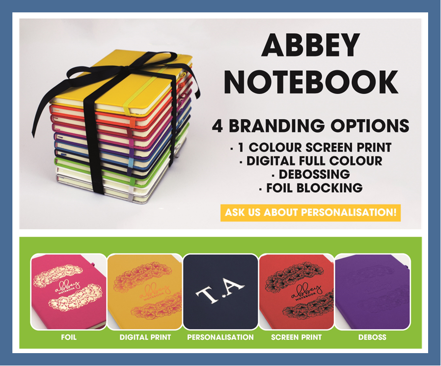 ProductSourcePS's tweet photo. Brand your Abbey notebooks in 4 different ways to really make your promo products pop!

Get in touch with your preferred promo product distributor for more info! https://t.co/TmKAkxMrF2