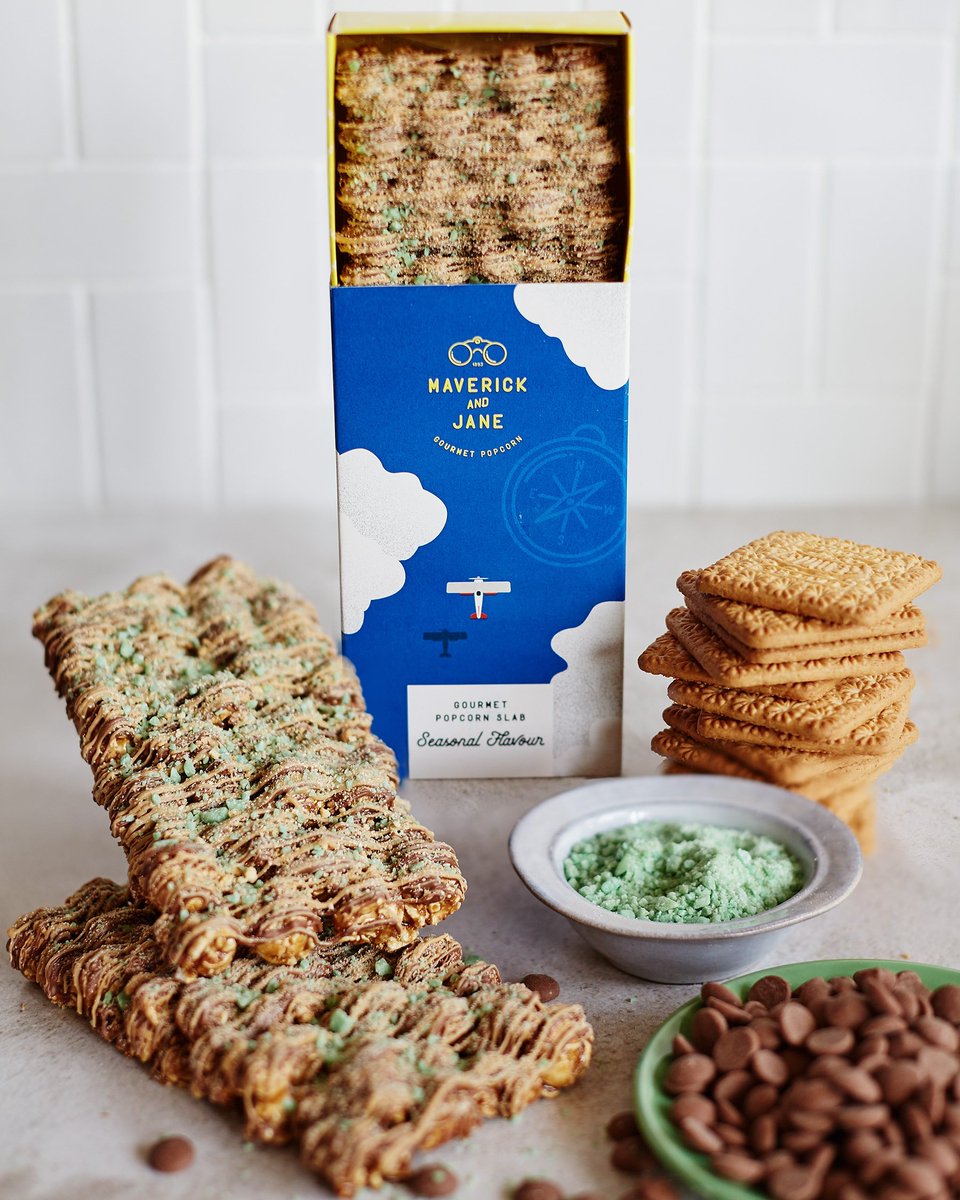 Our kitchens abuzz as we prepare lekker treats to celebrate Heritage day! Hola to our Peppermint Tart Popcorn slab which is made on a bed of our famous caramel popcorn, drizzled with Callebaut milk &amp; gold chocolate, topped with shards of peppermint crisp&amp; tennis biscuit sprinkle!