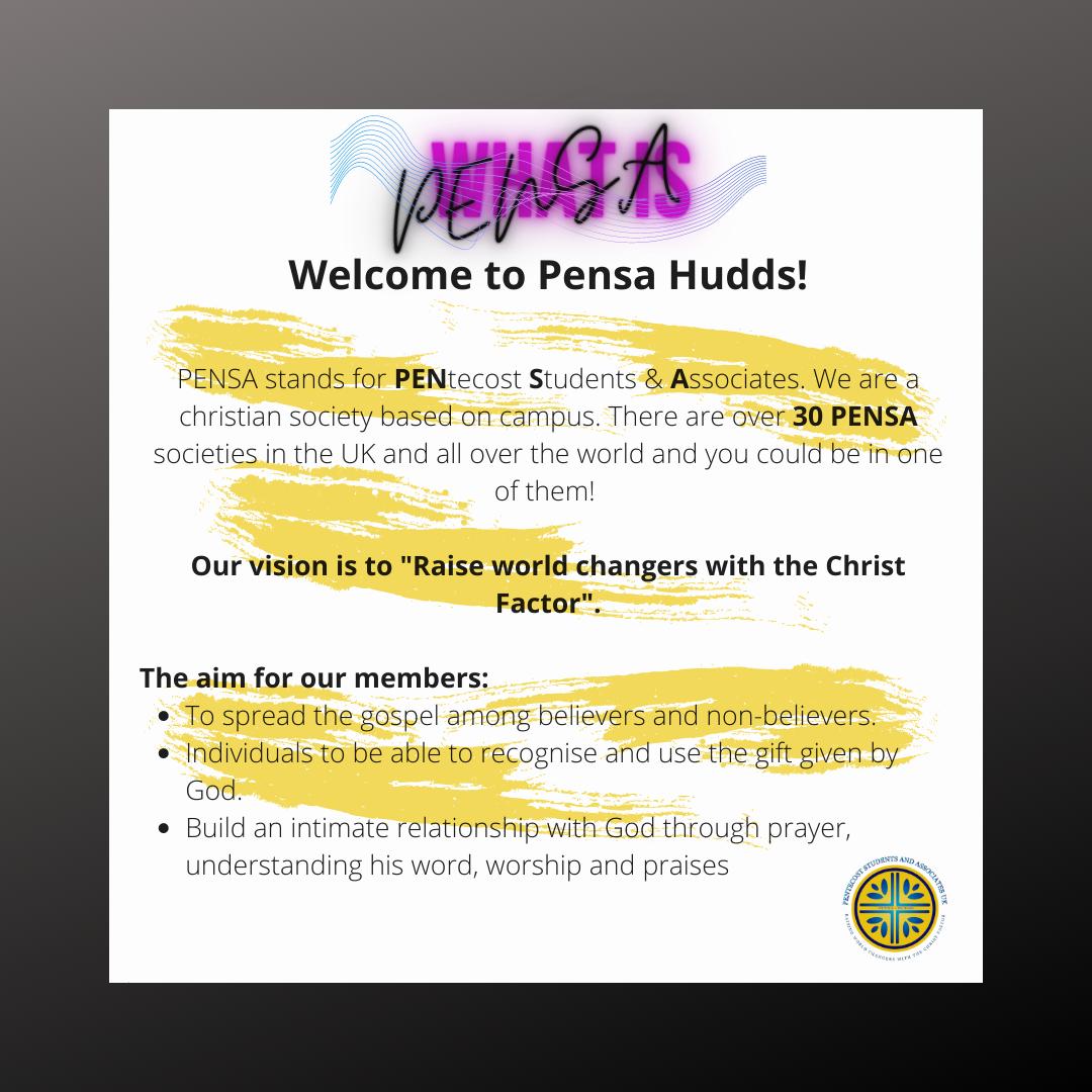 CALLING ALL HUDDERSFIELD STUDENTS 🗣
Looking for a Christian society that will help you in your walk with Christ during and after uni? PENSA Hudds is the place for you! More information on how to join will follow, hope to see you all soon! #huddersfielduniversity #suhuddersfield