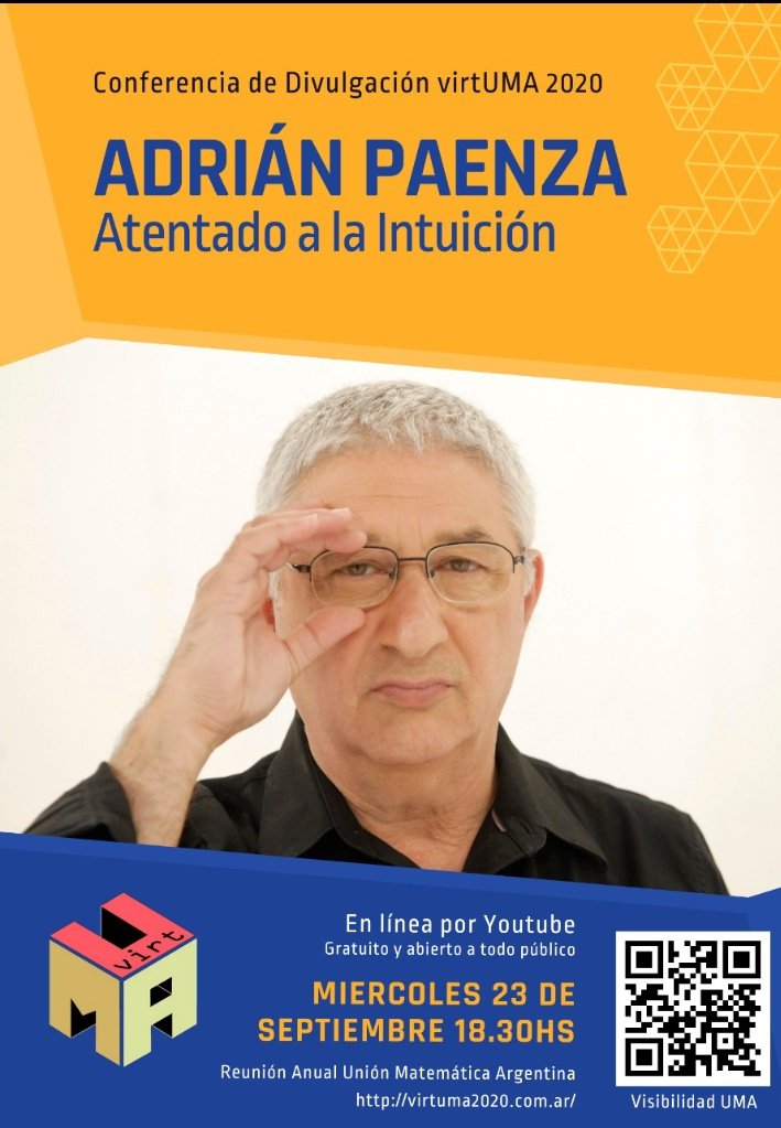 🥳Hoy! En vivo por Youtube, abierto a todo público:
👉🏽Conferencia Santaló - Carlos Kenig "Simplificación asintótica para soluciones de la ecuación de ondas no lineales" -11hs
👉🏽Conferencia de Divulgación - Adrián Paenza "Atentado a la intuición"-18:30hs
youtube.com/channel/UC0pgd…