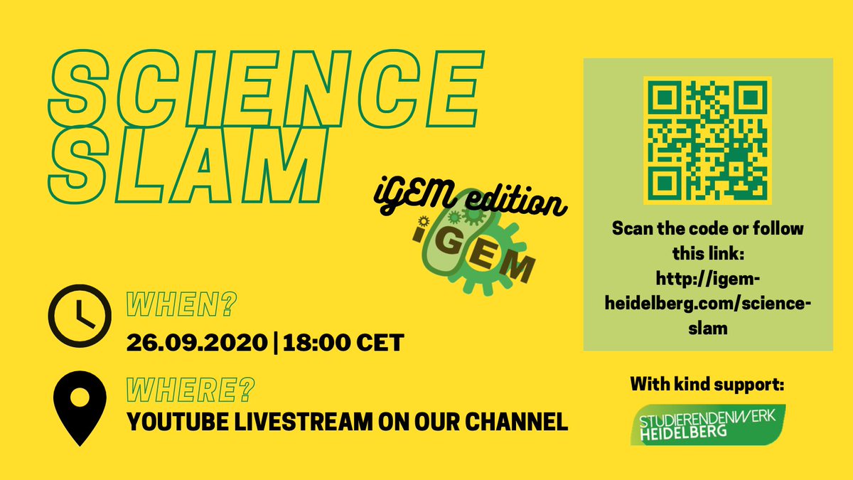 Only 3 days left until our Science Slam! We're already excited to see the iGEM Teams from Ghana, Lausanne, Manchester, the Imperial College London <a href="/IGem2020/">Imperial College iGEM 2020</a> and the university of Nottingham <a href="/nottinghamigem/">Nottingham iGEM</a>! Share it with your friends and colleages and enjoy science at its best :)