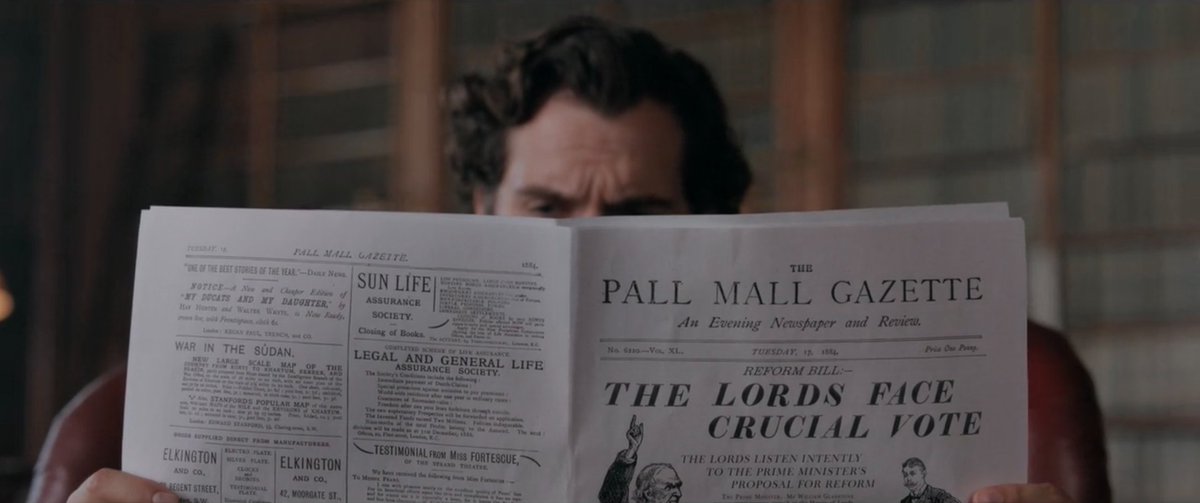 On the plus side, it looks like they've got the size of the paper roughly correct. The PMG was much smaller than a morning broadsheet. I can't check for sure without googling the length of Henry Cavil's fingers, and today is not that day.
