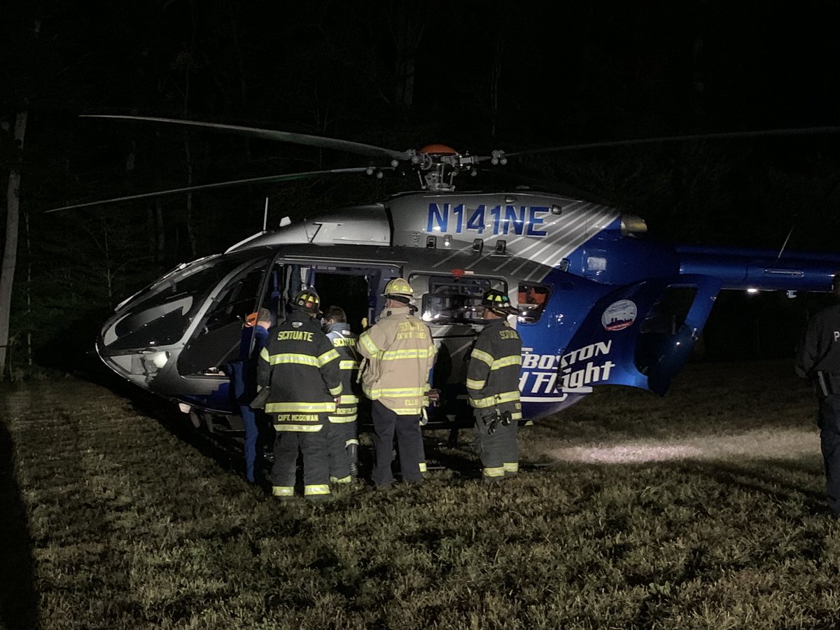 Boston medflight  came into town last night as they were training a new pilot and did some training with scituate firefighters.
