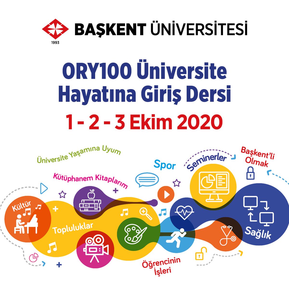 Sevgili Öğrencilerimiz,
ORY100 Üniversite Hayatına Giriş Dersi, tüm öğrencilerin alması gereken zorunlu bir derstir. 1-2-3 Ekim 2020 tarihlerinde gerçekleşecek 2020-2021 Akademik Yılı ORY100 Üniversite Hayatına Giriş Dersi hakkında detaylı bilgi için: baskent.edu.tr//upload/files/…