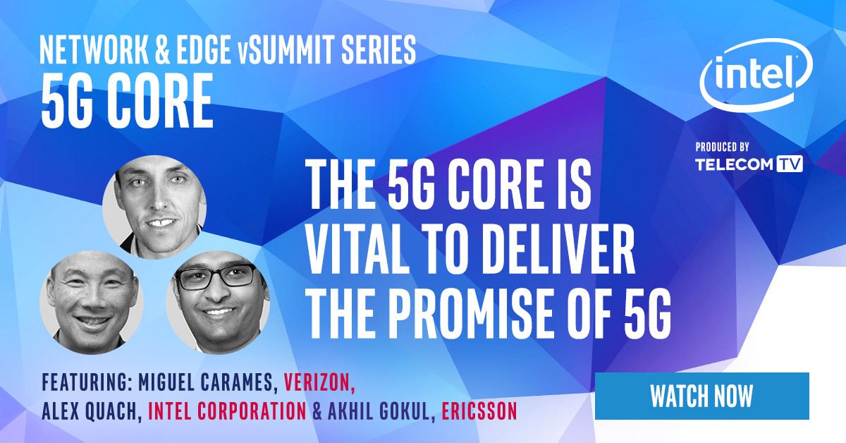 TelecomTV's tweet photo. Top executives from Intel, Verizon and Ericsson discuss collectively how to deploy a cloud based 5G core. Watch the session replay on: https://t.co/hesNLQfLg7 #vSummit #5G #Connectivity #NetworkCore https://t.co/xVYq7x4OYo