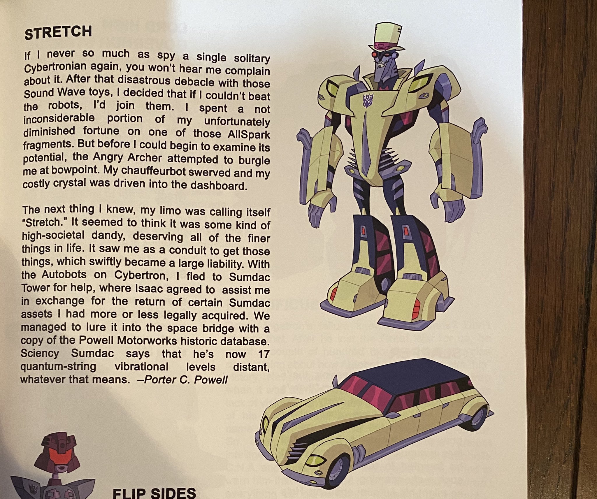 Twitter 上的 青空 トランスフォーマー アニメイテッドに登場するサムダック社役員のパウエルが乗るロールスロイスのリムジンから変形するディセプティコンストレッチ 元ネタはマシンロボのリムジンロボとして発売したゴーボッツのタックス 相変わらずネタが細かい