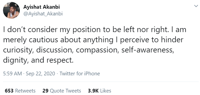 "I don't consider myself left or right, I just constantly downplay or deny the existence of racism while rage-whining in fortune cookie prose about the evils of sjw cultural marxists purely because I'm pro-curiosity, reason, compassion and all the other good stuff"