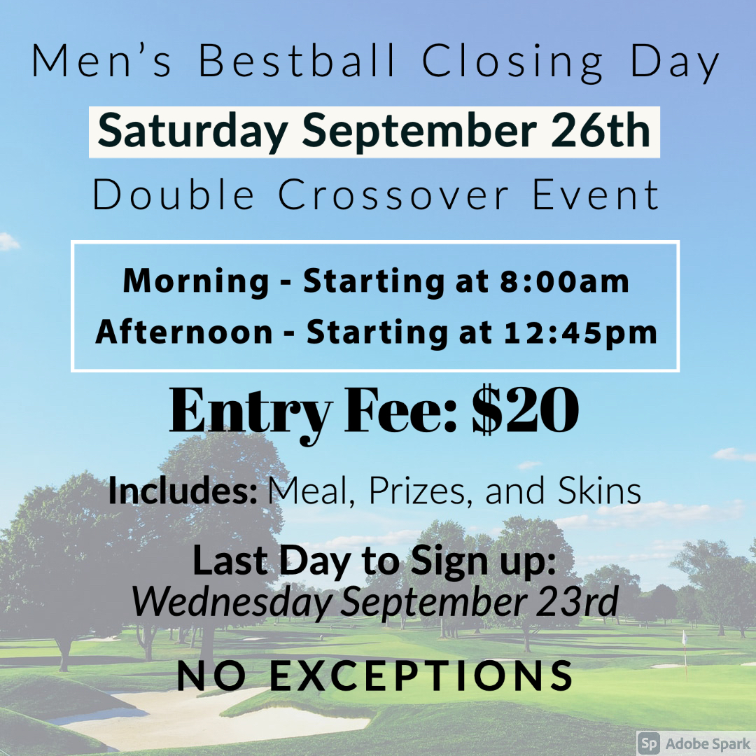 Today is the final day to sign up for the Men's Bestball Closing Day. Click this link to sign up: bit.ly/32RpYNY