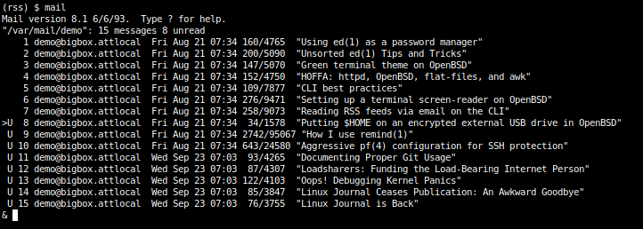 gumnos's tweet image. this is how the news looks like in my #rss reader, #mail + #rss2email
😉