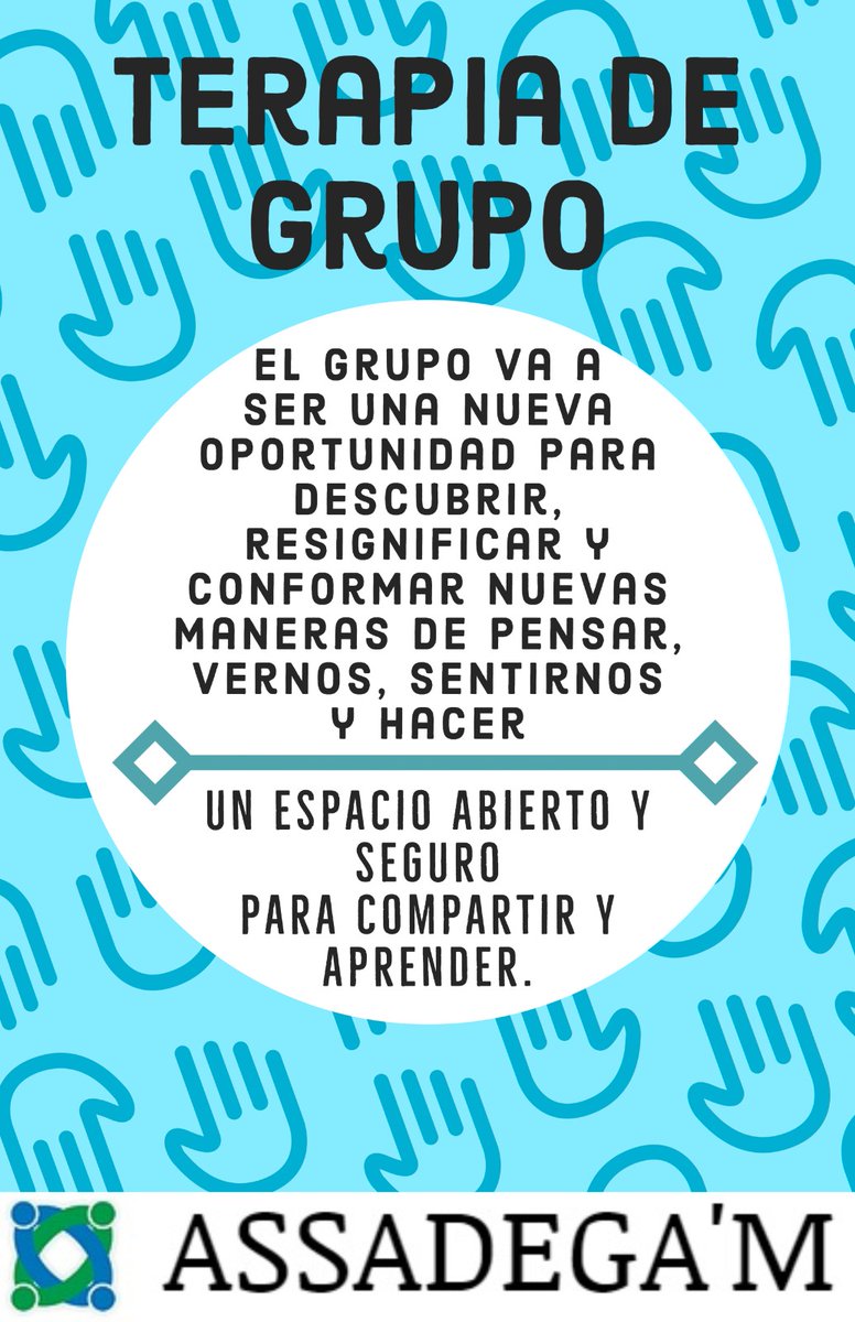 Assadegam's tweet image. Hola a tod@s! En @Assadegam hacemos sesiones de terapia grupal online en sábados alternos de 11 a 13h. Somos un #GAM (grupo de ayuda mutua) guiado por un psicólogo y hacemos sesiones en las que tratamos de #ansiedad y #depresión. Si te interesa contacta con nosotros!