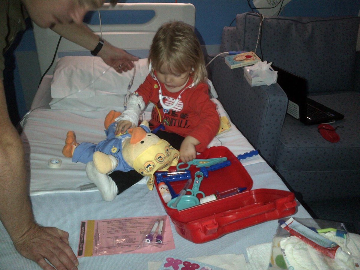 “Chemo Duck went everywhere with Isobel; into Theatre, for x-rays, scans, & on clinic days. She loved collecting her stamps so that she could get another new outfit for him/her (Chemo Duck took on many different guises!) Every time she had a plaster, an NG tube replaced...”