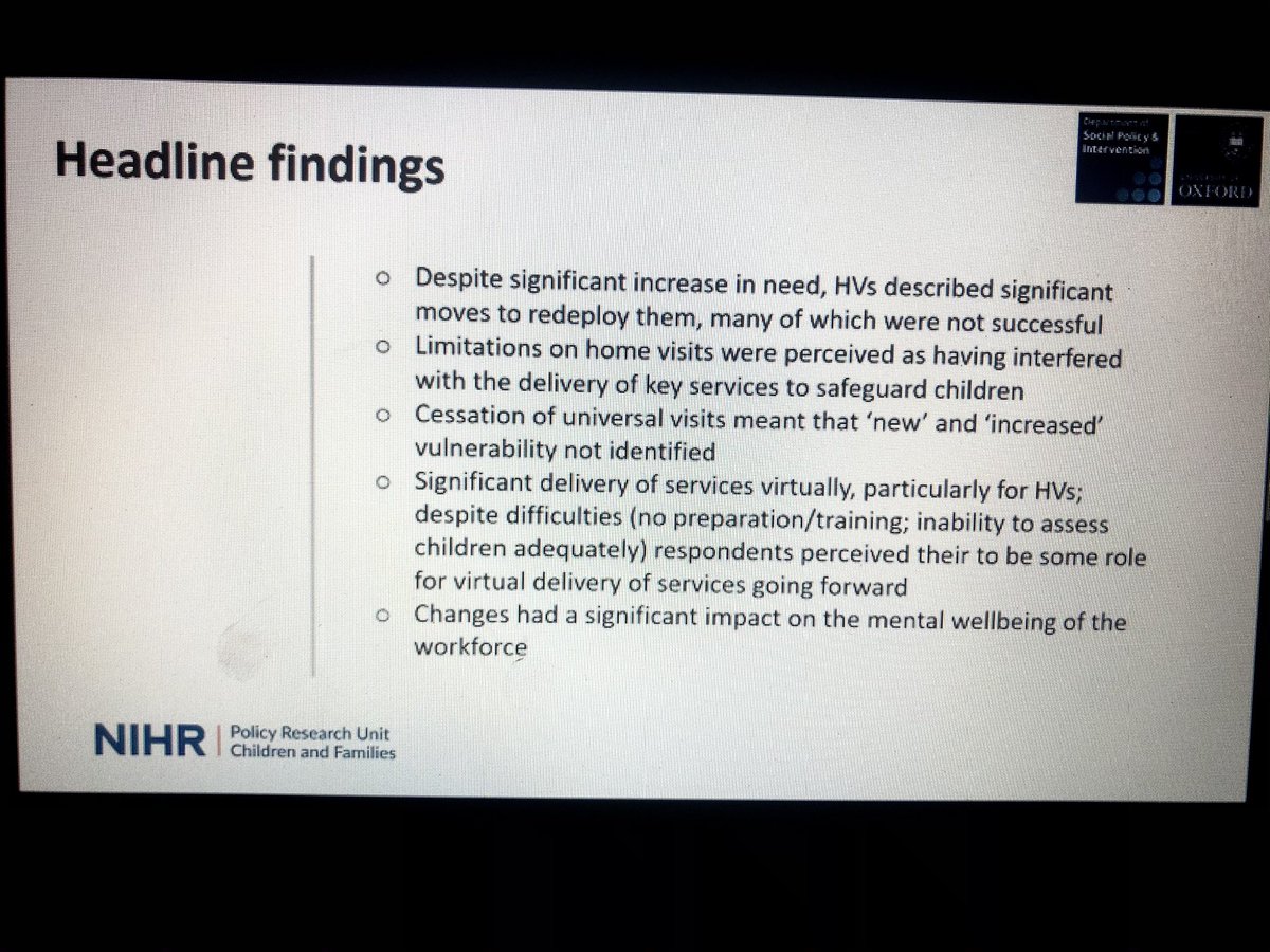 4. Immediate priorities and Headline findings #iHVEvidence2020 #healthvisitors are a vital safety net for families @MattHancock