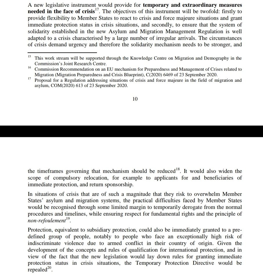 A separate proposal to deal with asylum crises. Impossible to agree on before (leaving aside the emergency short term relocation decisions of 2015, which were barely implemented anyway). Maybe possible to agree if it will never be used, like the 2001 EU temporary protection law.