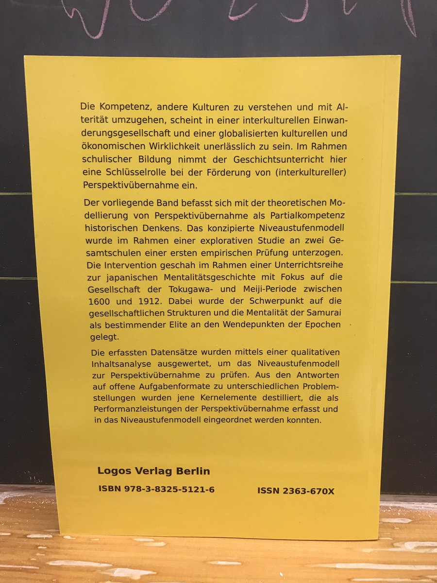 NEUERSCHEINUNG
Dr. Jan Siefert 
Alterität im Geschichtsunterricht. Diagnose des (Fremd-)Verstehens in der Sekundarstufe I am Beispiel der Implementierung japanischer Geschichte (1600-1912).
CC <a href="/GD_unidue/">Geschichtsdidaktik</a> @BernhardtMarkus 
Mehr dazu:
logos-verlag.de/cgi-bin/engbuc…