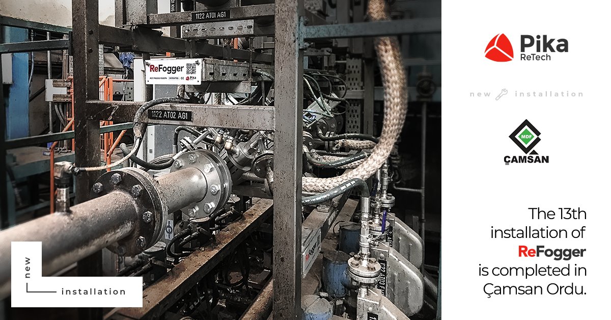 PikaRetech's tweet photo. We have successfully completed the 13th installation of ReFogger. We applied the plugin version to achieve max performance with min cost; without changing the existing line. Best wishes to Çamsan Ordu. We are looking forward to the first results from board performance tests. https://t.co/xN7zCX6CZz