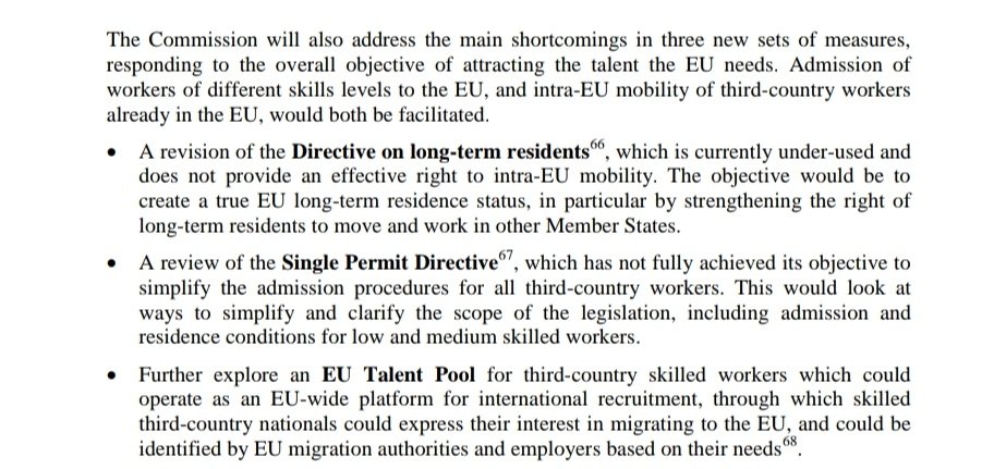 Also plans (coming next year) to propose revision of the laws on long term residents (especially re movement between Member States)and non-EU workers in general. Also relevant to Brits soon; the long term residents law is also relevant to Brits covered by the withdrawal agreement