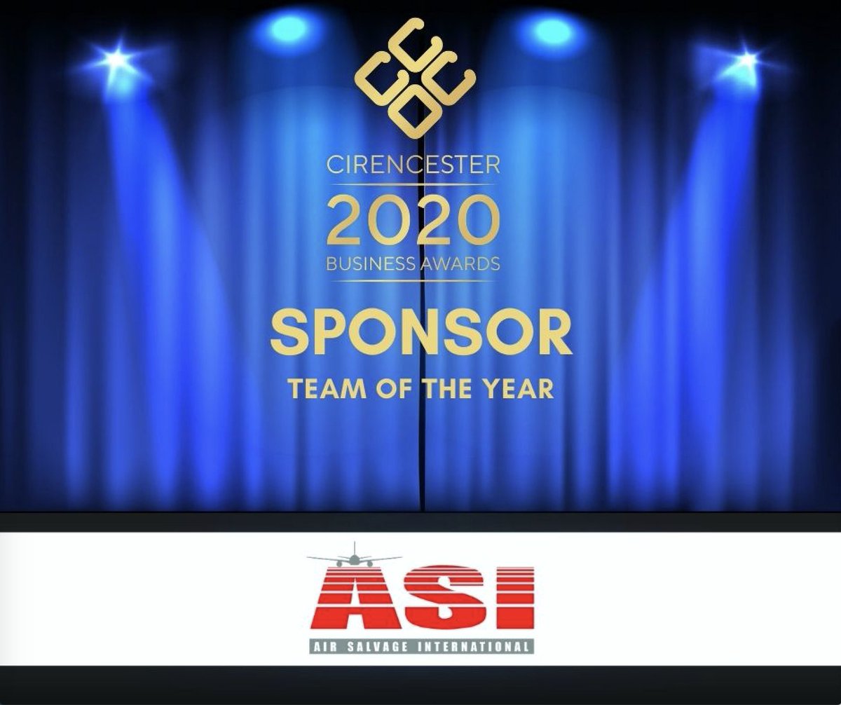 Our thanks go to Air Salvage International, for sponsoring the Team of the Year award. Please visit our website to find out how to enter this award. cirencesterchamber.org.uk/business-award… #businessawards #cirencester
