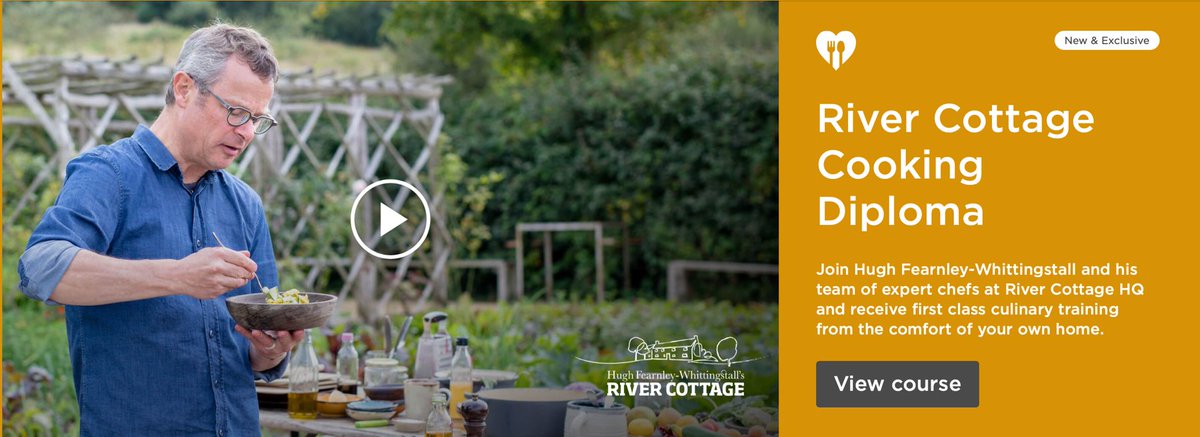 Daniel Rosewarne (@danielrosewarne) on Twitter photo Very excited to announce that today at <a href="/LWE_Hub/">Learning with Experts</a> we're launching the new River Cottage Cooking Diploma with Hugh Fearnley-Whittingstall and team, as announced on Channel 4 this lunchtime.
learningwithexperts.com/foodanddrink/c… Very excited to announce that today at <a href="/LWE_Hub/">Learning with Experts</a> we're launching the new River Cottage Cooking Diploma with Hugh Fearnley-Whittingstall and team, as announced on Channel 4 this lunchtime.
learningwithexperts.com/foodanddrink/c…