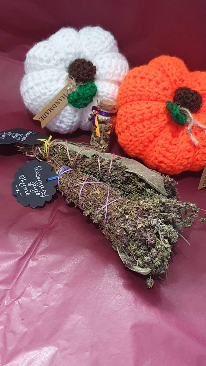 EveryonesSpirit's tweet photo. 👻Oooo Samhain soon so I thought it was time for a #Giveaway!🎈 You could be the winner of 2x crochet pumpkins, a #Samhain offering vial as well as 2x handmade smudge sticks💜🖤💜
Please...
🎃 Follow @EveryonesSpirit 
🎃 RT/Like our post
🎃 Tag a friend
#halloween #smudgesticks https://t.co/7oy05gzZLW