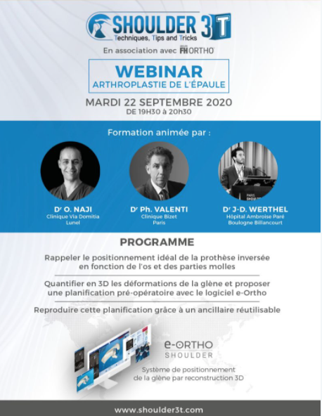 Shoulder3t's tweet photo. #MERCI pour votre participation au 1er #WEBINAR réalisé en association avec FH ORTHO sur l'#Arthroplastie de l'#épaule. #MERCI à nos intervenants Omar NAJI, @ValentiPhilippe  et Jean-David Werthel. 🤓Envie de le voir ou revoir?
🎥#REPLAY dispo https://t.co/ney3j7skPq le 1/10/20. https://t.co/TSvtv4sEdI