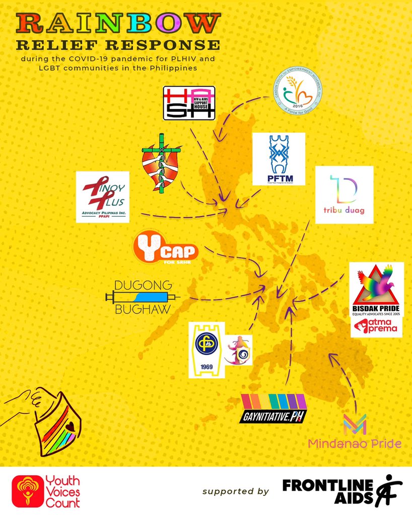YVC_Official's tweet image. Through the support of @frontlineaids, YVC will lead the “Rainbow Relief Response” with twelve organizations that work with LGBTIQ and PLHIV communities across the #Philippines.

Count your voice with us! 🏳️‍🌈

Read more here: facebook.com/youthvoicescou…