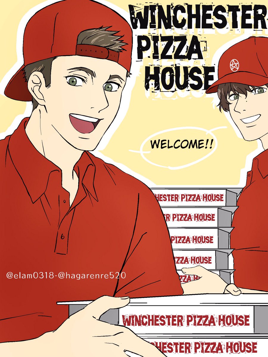 SUPERNATURAL fanart🍕

Welcome to Winchester  Pizza House!!✨✨

#SUPERNATURAL #SPN #SPNFamily #DeanWinchester #SamWinchester #castiel #JensenAckles #JaredPadalecki #mishacollins #Destiel 