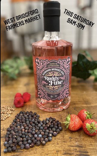 We will be at West Bridgford market this coming Saturday 🤗 Come and tey our delicious Gins. #westbridgfordfarmersmarket #SaturdayMorning #buylocal #Nottingham #rushcliffe