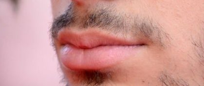 his lips