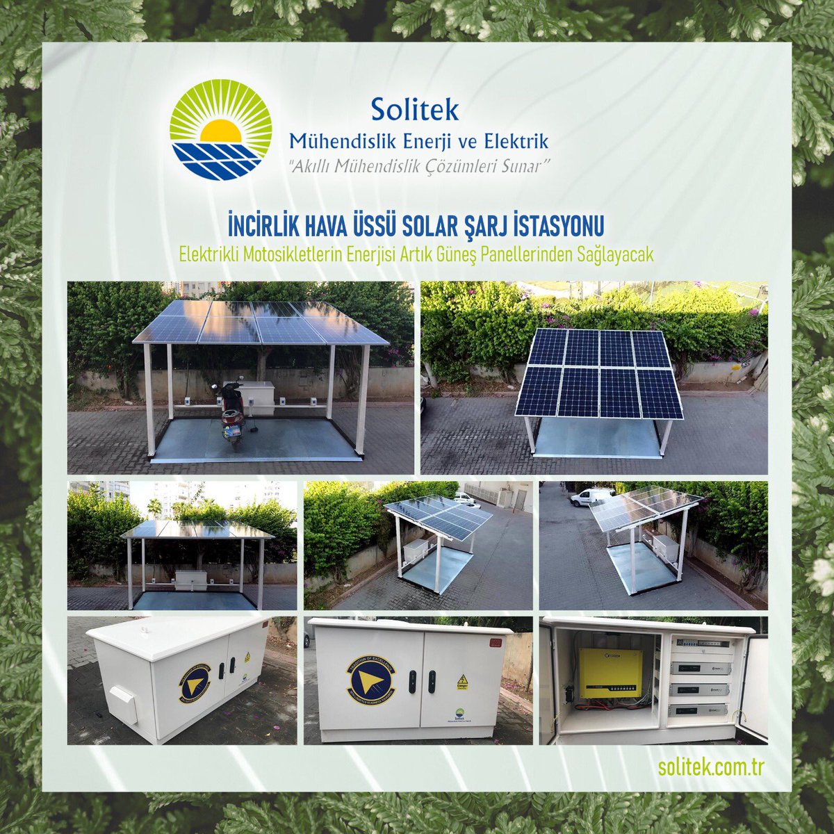 Çevreci uygulamalara geçiş konusunda adım atmak isteyen üs yönetimine #ISO45001 #ISO14001 #ISO9001 standartları gözetilerek yaptığımız uygulamalar sayesinde üs içerisinde kullanılan elektrikli bisikletler enerjilerini artık güneşten elde edilen elektrik ile sağlayacak!🌞