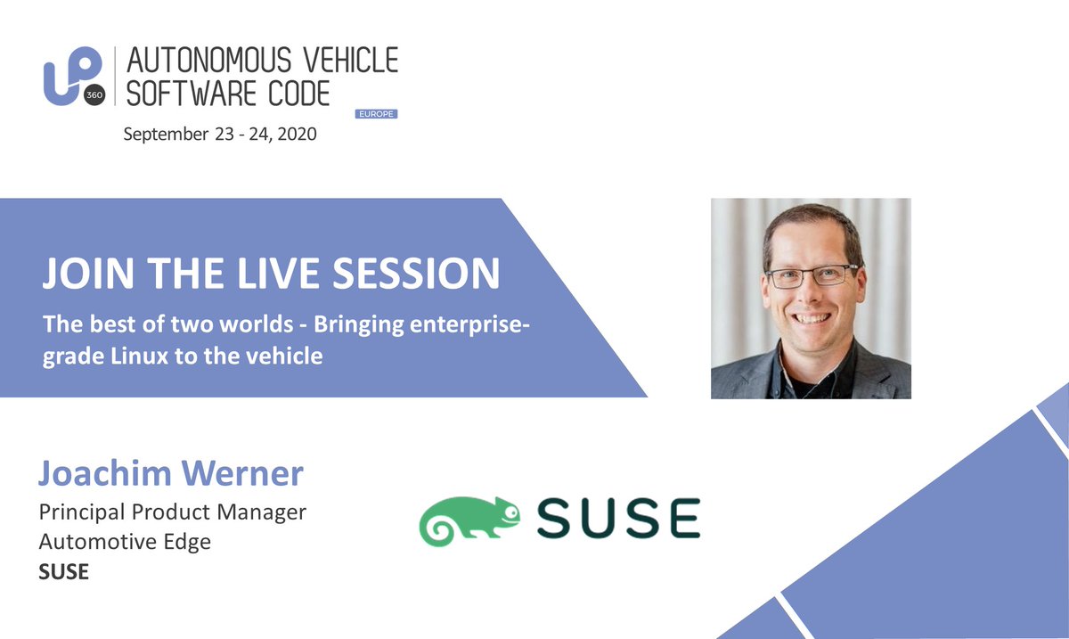 SUSE's tweet photo. Join us at #ScaleUp360 Autonomous Vehicle Software Code Europe beginning today! https://t.co/fuSBuve0Bp https://t.co/njUFDSypRS