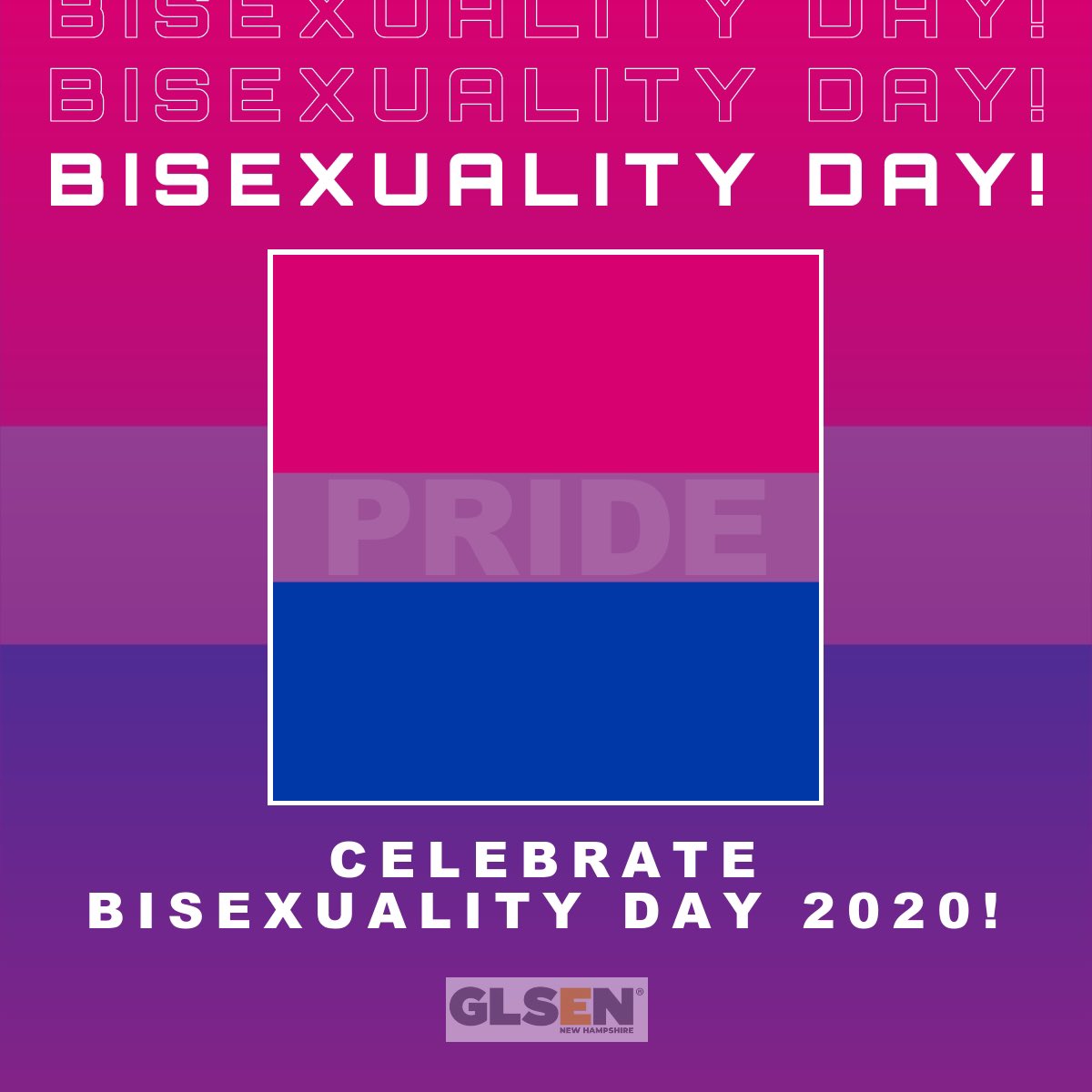 GLSENNH's tweet photo. GLSEN is happy to celebrate National Celebrate Bisexuality Day with you! Today is your day! Go out and celebrate you!!! 🌈💖💜💙 https://t.co/8olnNWGtC6