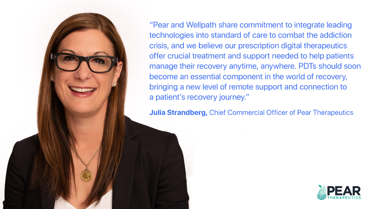 Pear_Tx's tweet image. Today we announced with @WeAreWellpath Community Care Centers the availability of our FDA-authorized PDTs for substance use disorders to their new outpatient treatment centers to elevate care for patients affected by the public health crisis of addiction. #nationalrecoverymonth