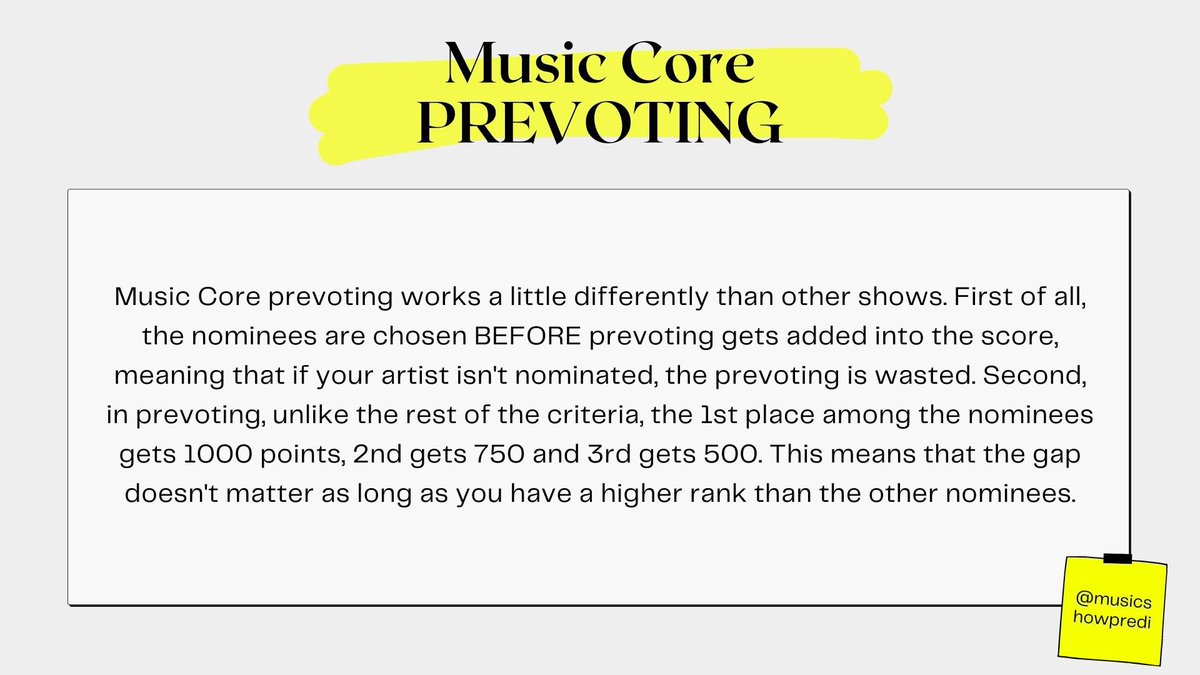 info about music core prevoting