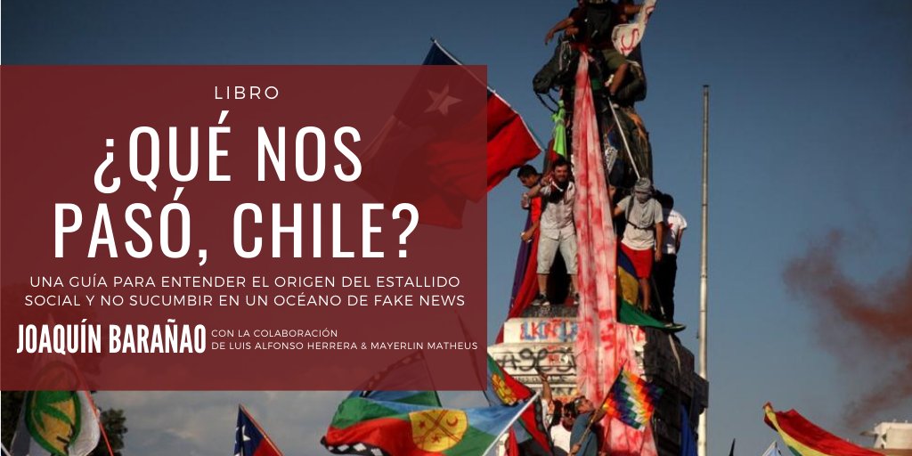 JoaquinBaranao's tweet photo. Hoy
Lanzamiento
En papel
¿Qué nos pasó Chile?
Una guía para entender el origen del estallido social y no sucumbir en un océano de fake news 
https://t.co/5omRL2Fz0X
100% de las ganancias a iniciativas por la paz social
#QuéNosPasóChile https://t.co/AHCYJQ0zVl