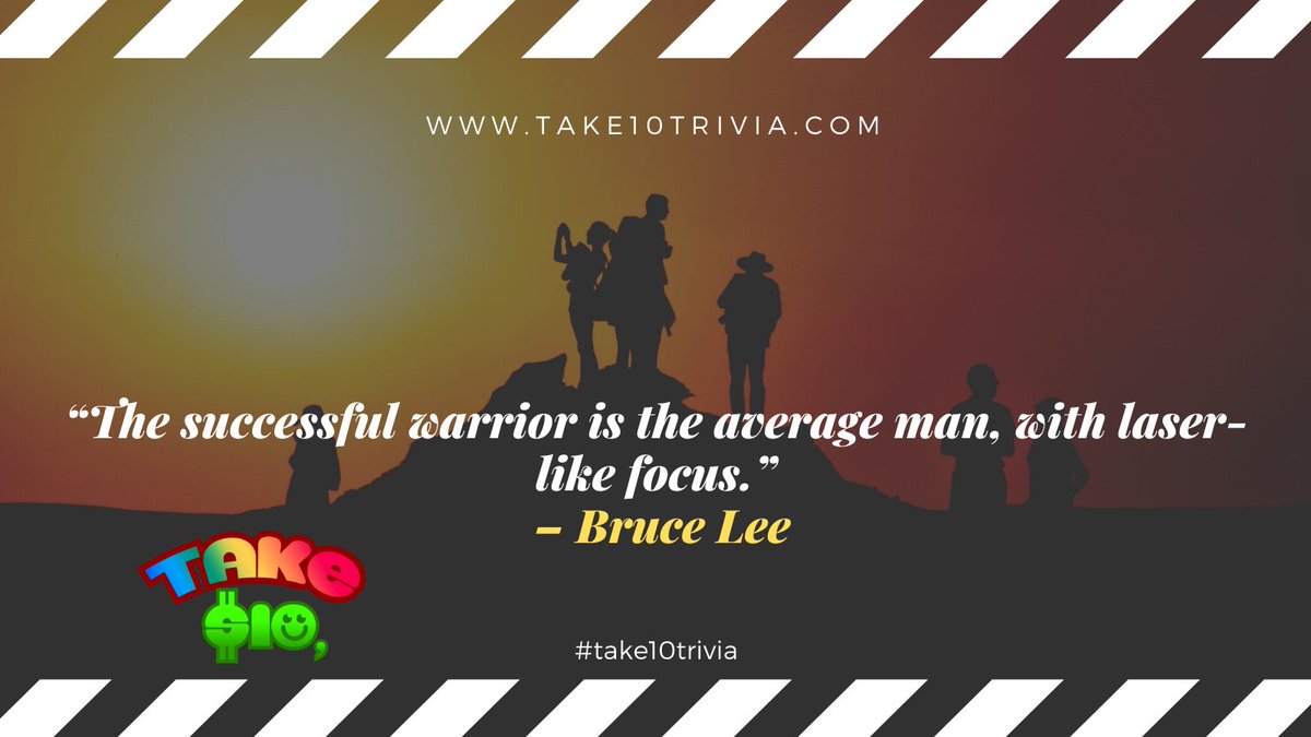 Take10Trivia's tweet photo. “The successful warrior is the average man, with laser-like focus.”
– Bruce Lee
#BruceLee #Bruce #Lee #successful #warrior #average #man #laserlike #focus #laser #like #Luck #matter #preparation #meeting #opportunity #motivation #take10trivia #Take10Trivia #quote #quotes #life https://t.co/TAyuDIMJMX