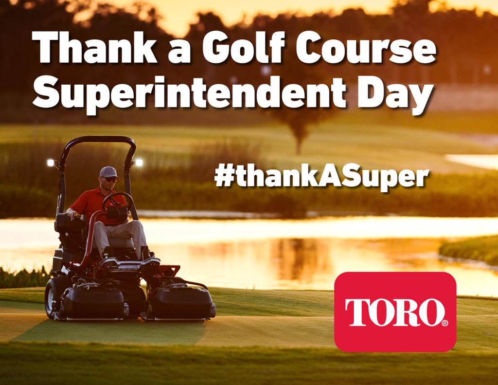 ToroGolf's tweet photo. Our many thanks to Golf Course Superintendents around the world for their constant dedication to enhancing the beauty, environmental stewardship, and enjoyment of the game of golf. #ThankASuper https://t.co/sqOIFQMg5b