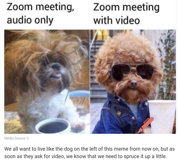 KoreyBarkley's tweet photo. I gave my remote students a couple of weeks to adjust...today we will be talking about the importance of keeping their camera on during virtual meets. 😬 #remotelearning #virtuallearning #highschool #TimeToGetDressed https://t.co/bpMe0R8u4I