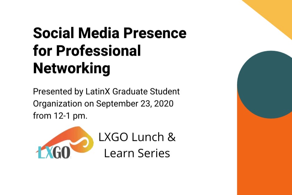 LXGO_SHSU's tweet photo. Join us TODAY for @SamHoustonState #LXGO Lunch &amp; Learn: Social Media Presence for Professional Networking on Wed, Sep 23, 2020 from 12-1 PM Central. Register to receive Zoom  info:
https://t.co/M7lVXQ8l7J 

@shsudiversity @shsuonline @SHSU_MSA
 #LatinX #SHSU #Bearkats #LXGO https://t.co/hVwh25QTlY