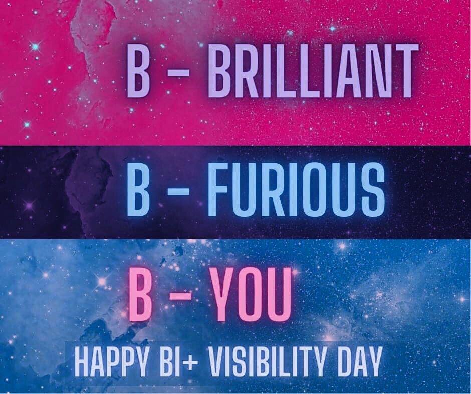 Happy Bi+ visibility day to all of our wonderful Bi+, Pan and Multiorientation members, including those who self-define within the Bi+ umbrella!

B-Brilliant
B-Furious
B-You

#bi #bisexual #biweek #bivisibilityweek #bivisibility #lgbtq #lgbt