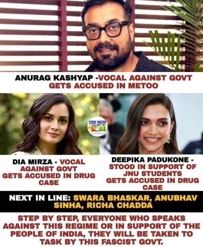 nagma_morarji's tweet photo. Why has the NCB not summoned Kangana Ranaut who has admitted to have taken drugs . If they could summon other actresses on basis of what’s app chat ?? Hypocrite and is this the duty of NCB to leak out information to Press and malign the image of only female top actresses 56 inch https://t.co/REWJLIYHNB