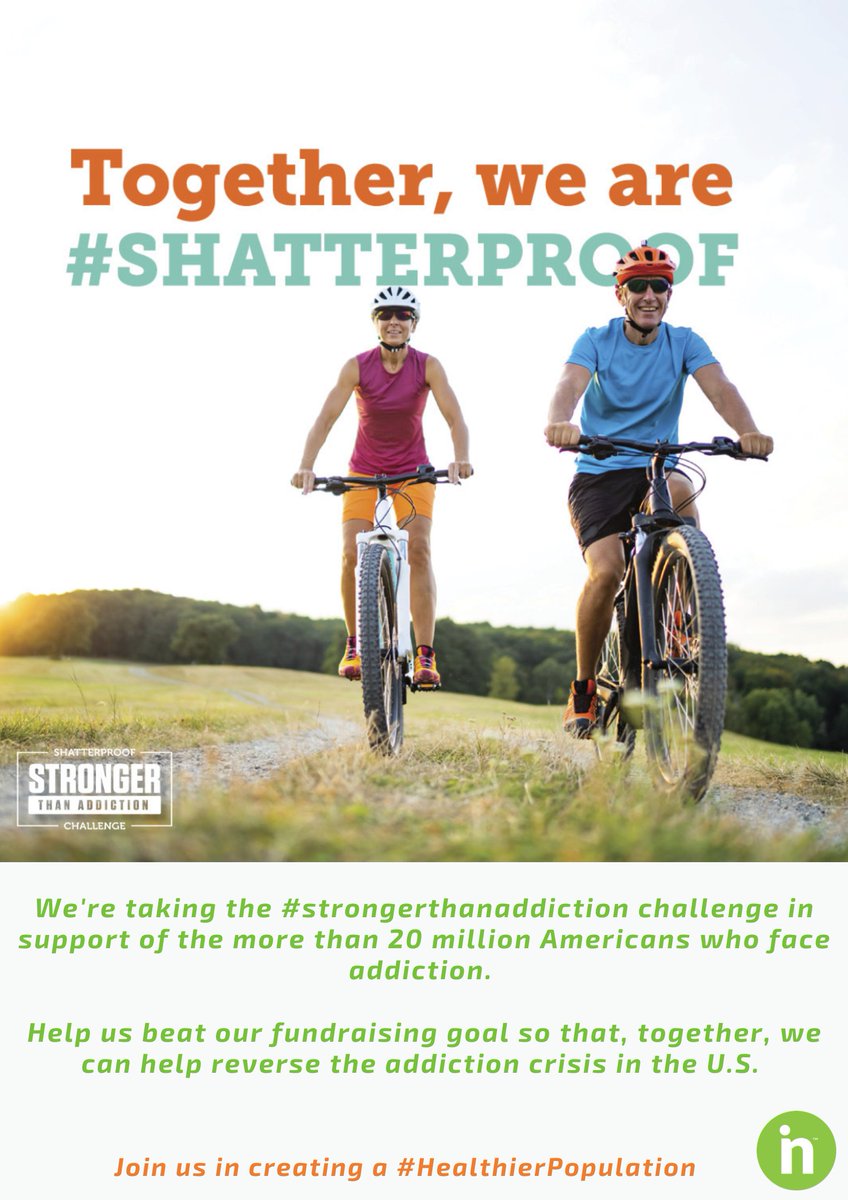 InsightinHealth's tweet image. There's still time to join us in creating a #healthierpopulation! 

With your donation, we can support those battling addiction in America. lnkd.in/dsHFmus

#strongerthanaddiction @Shatterproof #shatterproof #addictionawareness