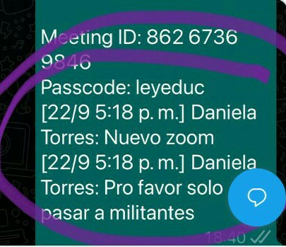 divergentecons1's tweet photo. Se #filtro un chat del #oficialismo de @MendozaGobierno solicitando la "presencia exclusiva" de militantes en un Zoom debate sobre la nueva #Leydeeducacion
#Repudiable decision ante una #Ley que debe ser debatida por #TODOS los sectores. 
@rodysuarez https://t.co/lmM2iwHqio