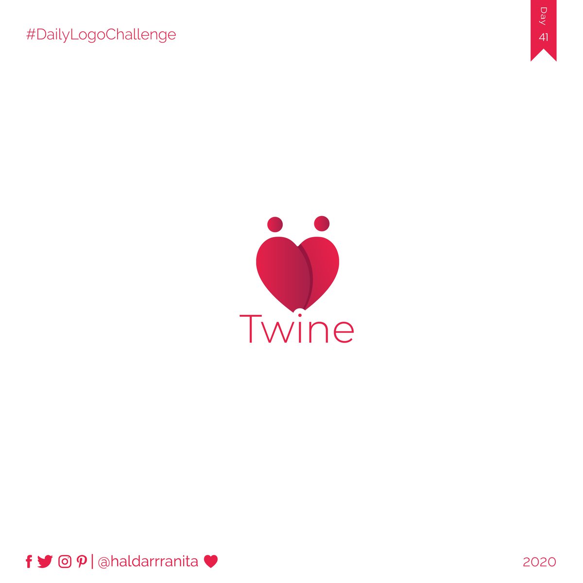 ranitadesignz's tweet photo. Day 41/50 🎨🖌 Logo Prompt : Dating App

Name: Twine

#DailyLogoChallenge
#50DaysofLogo

Each day a new challenge.I continue, for how long..... let's  see.

#dailylogochallengeday41

#graphicdesigner #designer #flatdesign #logoawesome #logosix #creativelogo #logo #logodesigner https://t.co/UXq9vMOdU7