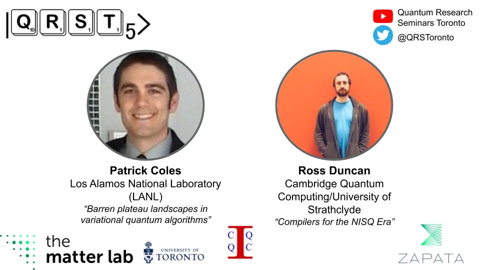📢📢📢Next #QRST seminar: September 30 at 11 a.m. EDT. We will host @ColesQuantum (@LosAlamosNatLab) and Ross Duncan (@cambridgecqc/@UniStrathclyde). Don't miss it! Registration link:
eventbrite.ca/e/quantum-rese…  
#QuantumComputing #matterlab #CQICQ @ZapataComputing @UofTCompSci