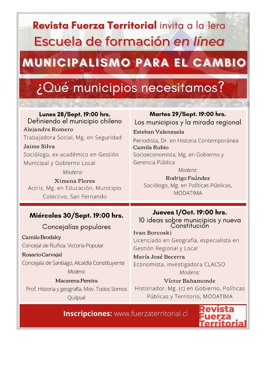 FuerzaRevista's tweet photo. Primera escuela de formación online "Municipalismo para el cambio: ¿Qué municipios necesitamos?" de nuestra revista. Las inscripciones se hacen desde la página https://t.co/omAmLCf6pW de manera gratuita. Participa y difunde si vas a ser candidat@ o parte de un equipo municipal. https://t.co/RBApasCK4c