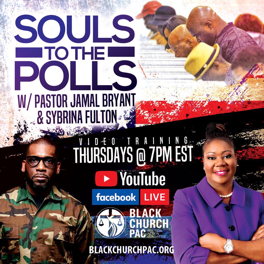 impastormike_'s tweet photo. Another edition of #soulstothepolls with @jamalhbryant on Thursday at 7PM EST. Special guest @sybrinafulton joins followed by a special training on organizing our churches and clergy to #ArriveWithFive and #vote! #blackchurchrocks #Election2020 #church https://t.co/8QiNefYi4Y