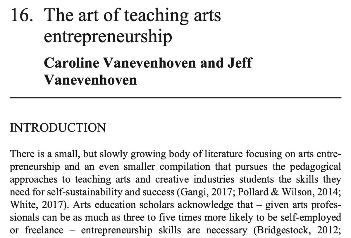 ericliguori's tweet image. Great #ArtsEntrepreneurship insights from @CarolineVaneve1 and @Trep_Prof in @USASBE's forthcoming Annals of Entrepreneurship Education and Pedagogy. Check it out e-elgar.com/shop/usd/catal… 

@ElgarPublishing @Elgar_Business @matthech @JHartArtsEntrep #USASBE #ENTED #artsent