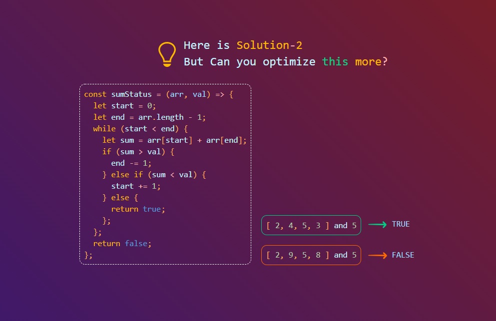 Here is Solution-2... But can you optimize this more?   #FlowwithCode  #100DaysOfCode  #301DaysOfCode  #FreeCodeCamp  #JavaScript  #WomenWhoCode  #WomenInTech  @JSStack  @JavaScript  @JavaScriptDaily